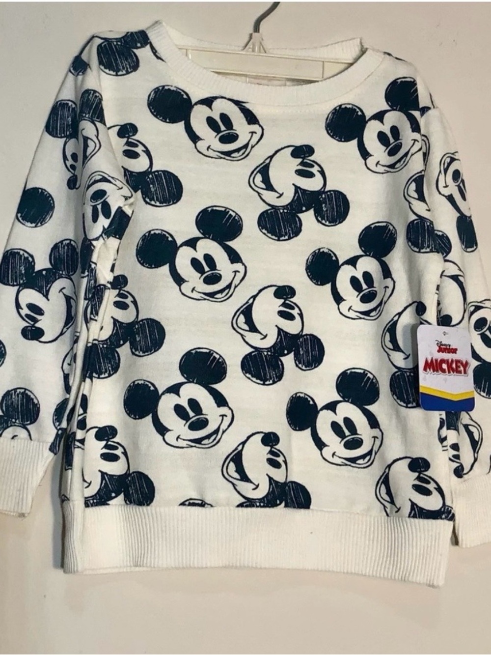 Disney Jr Mickey Mouse Child White/ Ivory Crewneck Long Sleeve Top  3T NWT NEW